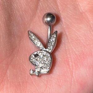 Playboy Bunny Dimond Embossed Belly Ring